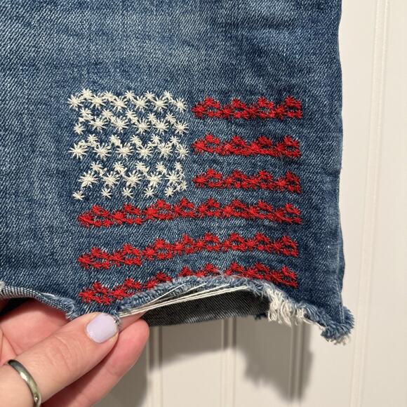 Old Navy OG Denim Shirts Embroidered Flag Americana Plus Size 22 - Picture 3 of 6